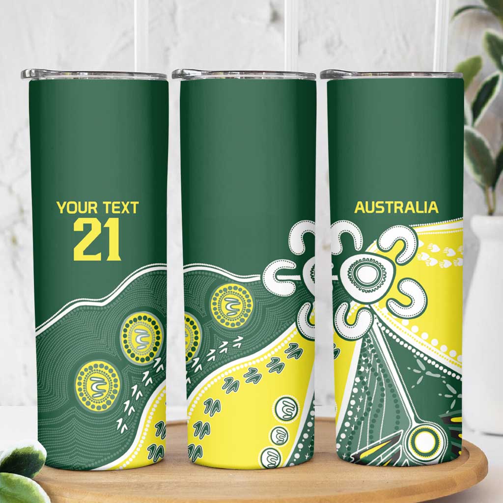 Custom Cricket Aussie Pride Skinny Tumbler Indigenous Inspired - Aussie Hoodie