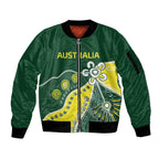 Custom Cricket Aussie Pride Sleeve Zip Bomber Jacket Indigenous Inspired - Aussie Hoodie