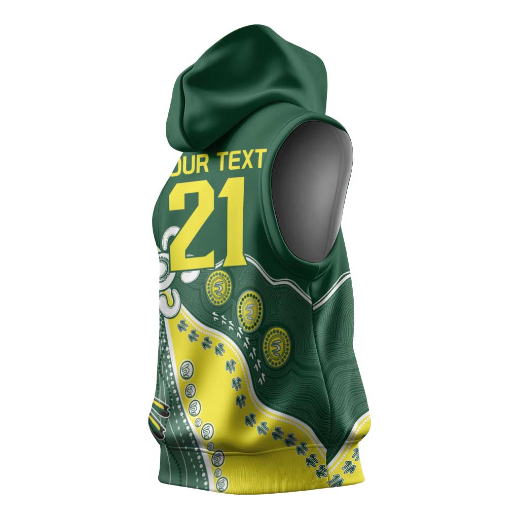 Custom Cricket Aussie Pride Sleeveless Hoodie Indigenous Inspired - Aussie Hoodie