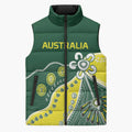 Custom Cricket Aussie Pride Sleeveless Puffer Jacket Indigenous Inspired - Aussie Hoodie