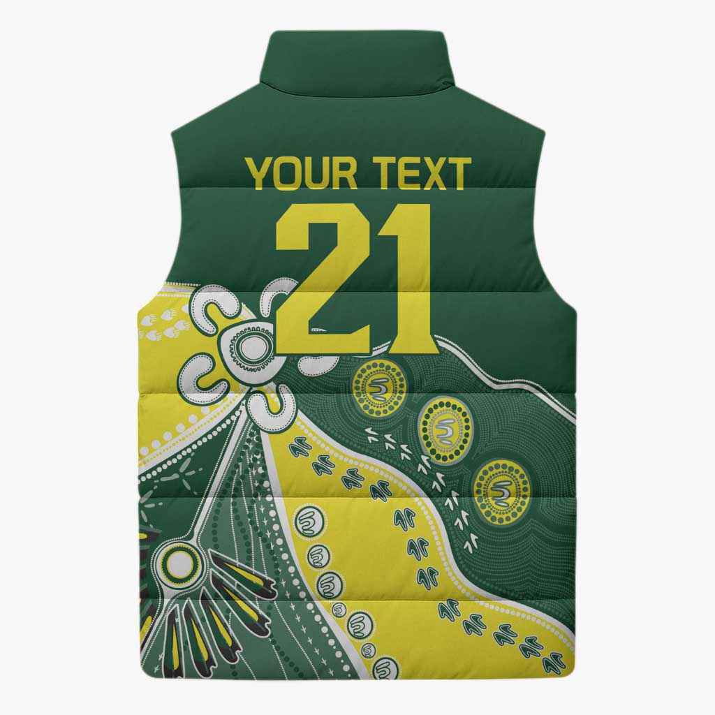 Custom Cricket Aussie Pride Sleeveless Puffer Jacket Indigenous Inspired - Aussie Hoodie