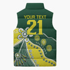 Custom Cricket Aussie Pride Sleeveless Puffer Jacket Indigenous Inspired - Aussie Hoodie