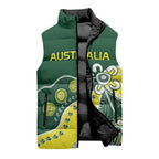 Custom Cricket Aussie Pride Sleeveless Puffer Jacket Indigenous Inspired - Aussie Hoodie