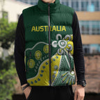 Custom Cricket Aussie Pride Sleeveless Puffer Jacket Indigenous Inspired - Aussie Hoodie