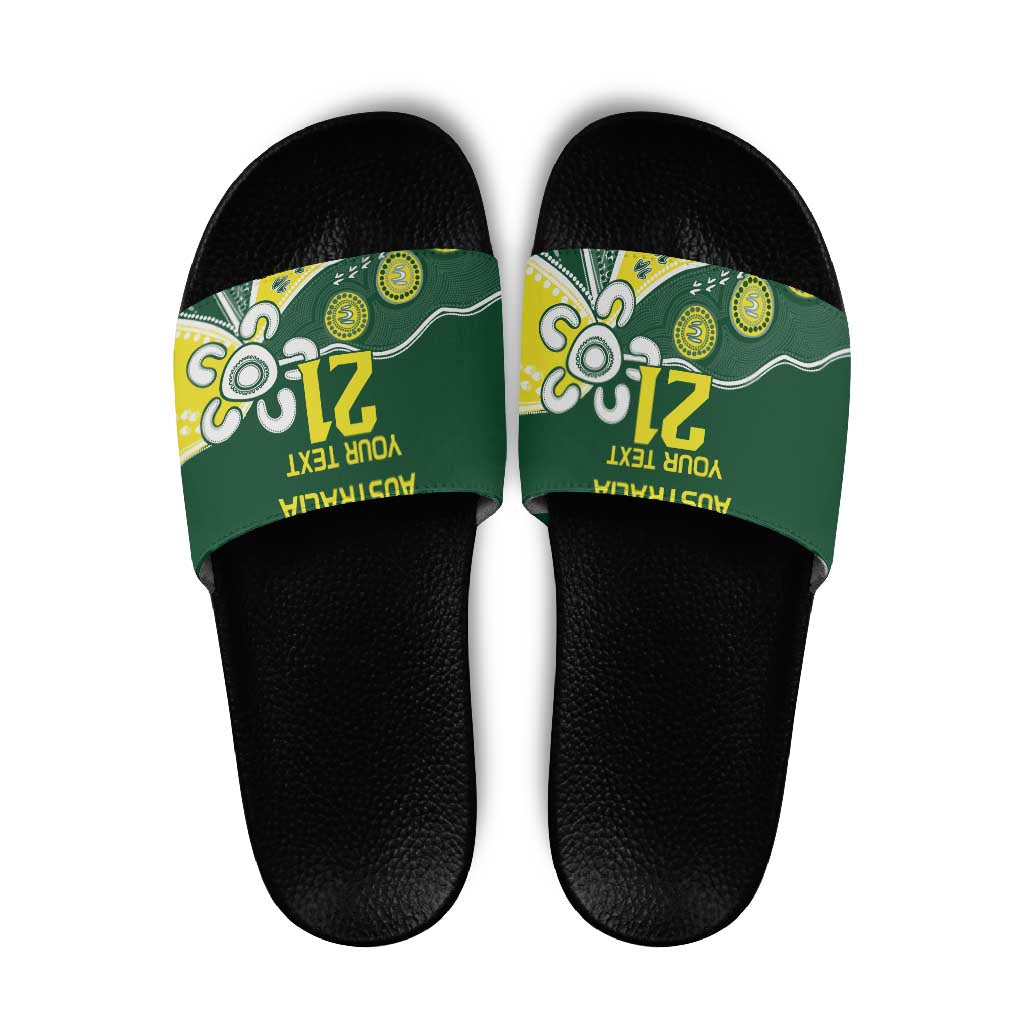 Custom Cricket Aussie Pride Slide Sandals Indigenous Inspired - Aussie Hoodie