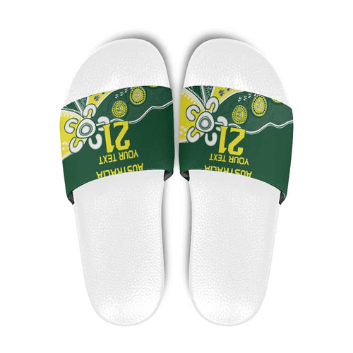 Custom Cricket Aussie Pride Slide Sandals Indigenous Inspired - Aussie Hoodie