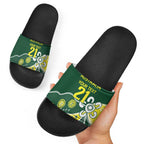 Custom Cricket Aussie Pride Slide Sandals Indigenous Inspired - Aussie Hoodie
