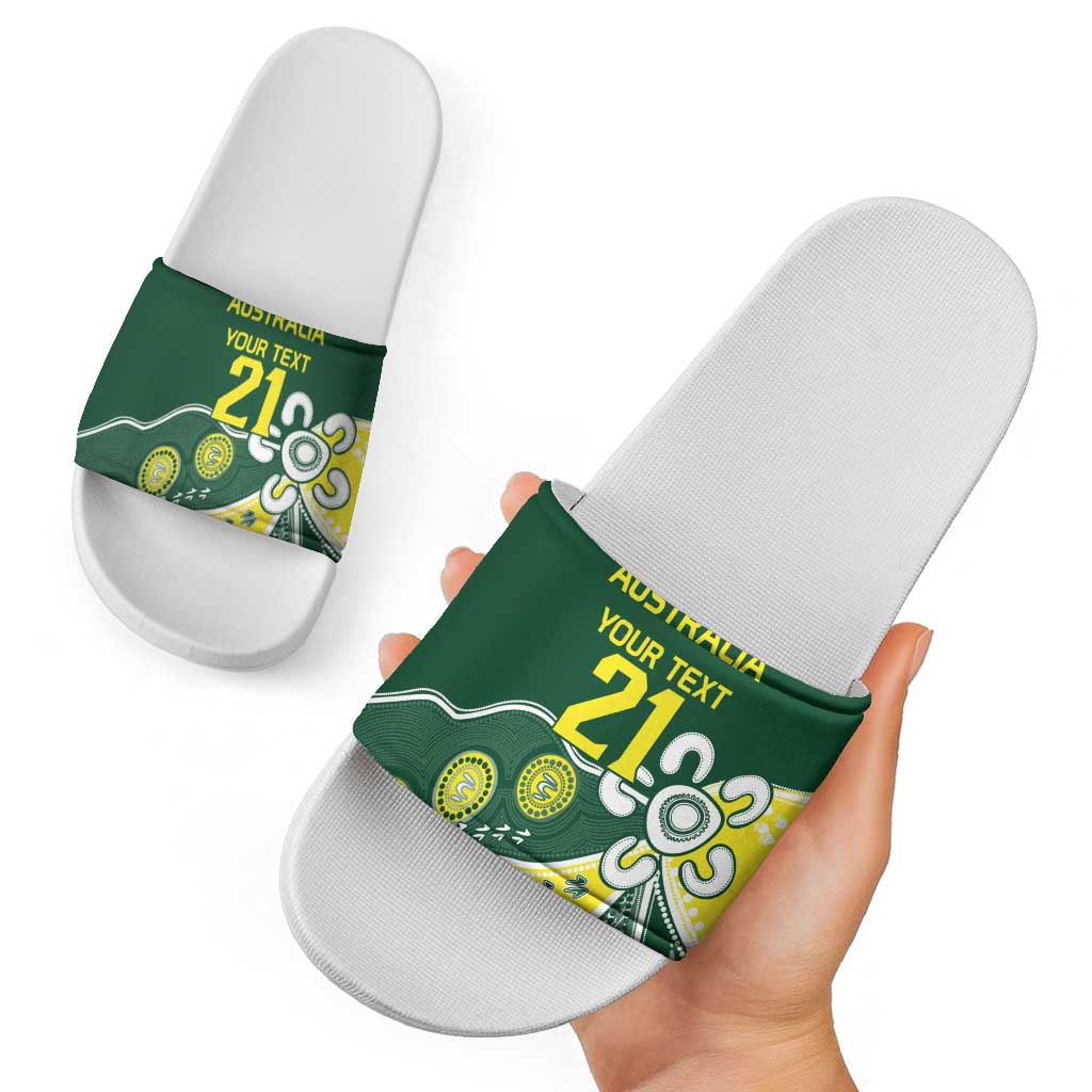 Custom Cricket Aussie Pride Slide Sandals Indigenous Inspired - Aussie Hoodie
