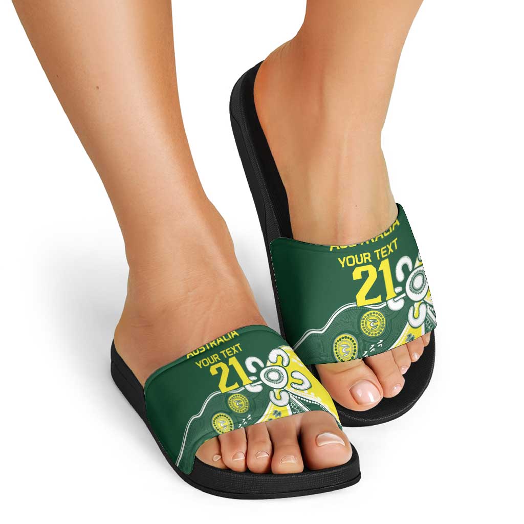 Custom Cricket Aussie Pride Slide Sandals Indigenous Inspired - Aussie Hoodie
