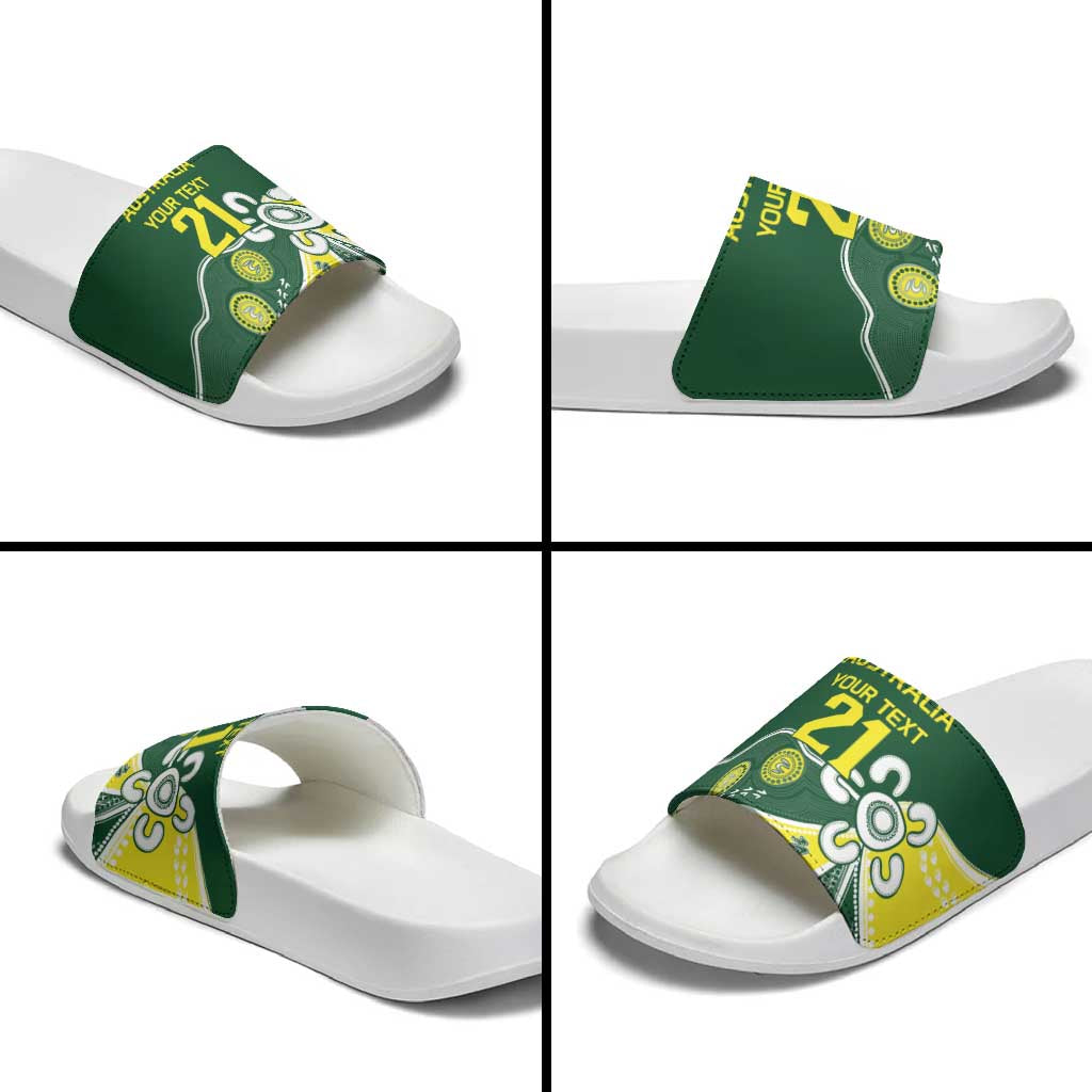 Custom Cricket Aussie Pride Slide Sandals Indigenous Inspired - Aussie Hoodie