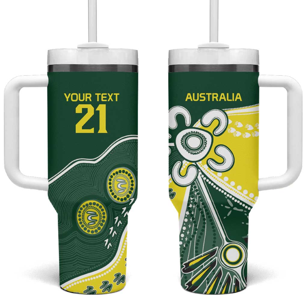 Custom Cricket Aussie Pride Tumbler With Handle Indigenous Inspired - Aussie Hoodie