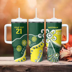 Custom Cricket Aussie Pride Tumbler With Handle Indigenous Inspired - Aussie Hoodie