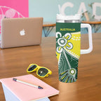 Custom Cricket Aussie Pride Tumbler With Handle Indigenous Inspired - Aussie Hoodie