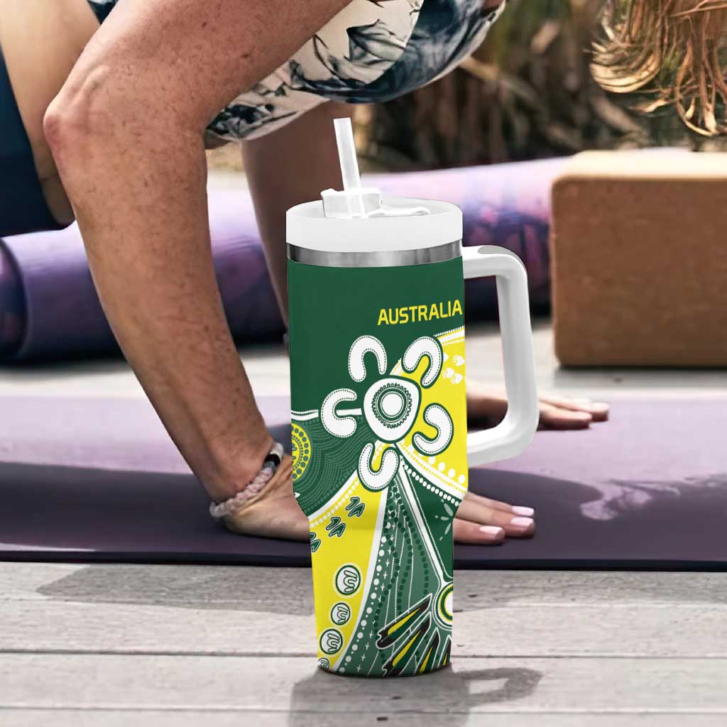 Custom Cricket Aussie Pride Tumbler With Handle Indigenous Inspired - Aussie Hoodie
