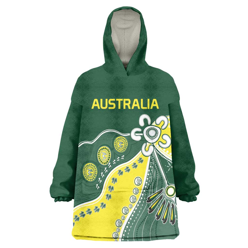 Custom Cricket Aussie Pride Wearable Blanket Hoodie Indigenous Inspired - Aussie Hoodie
