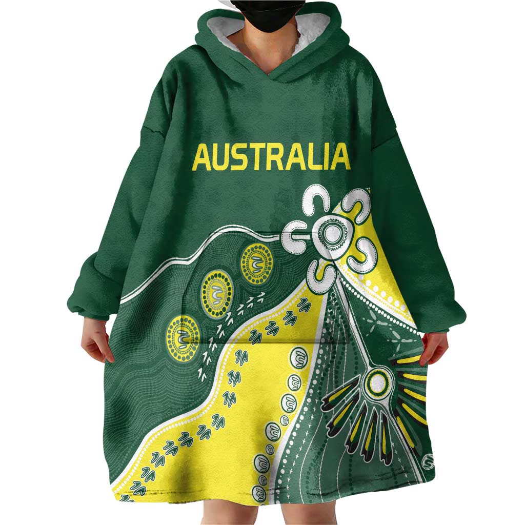 Custom Cricket Aussie Pride Wearable Blanket Hoodie Indigenous Inspired - Aussie Hoodie