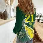 Custom Cricket Aussie Pride Women Casual Shirt Indigenous Inspired - Aussie Hoodie