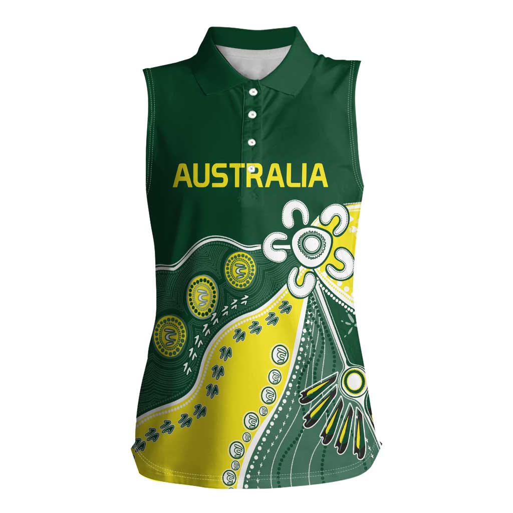 Custom Cricket Aussie Pride Women Sleeveless Polo Shirt Indigenous Inspired - Aussie Hoodie