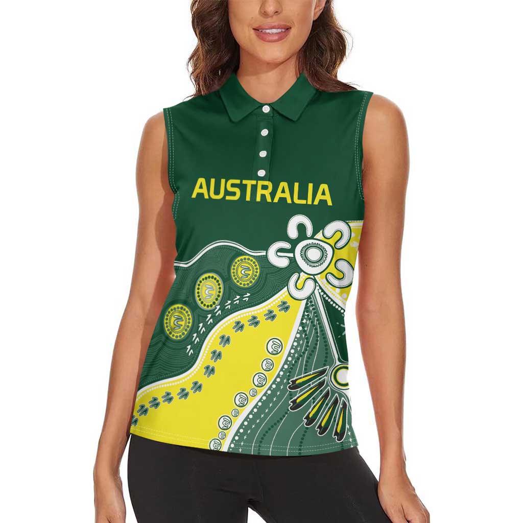 Custom Cricket Aussie Pride Women Sleeveless Polo Shirt Indigenous Inspired - Aussie Hoodie