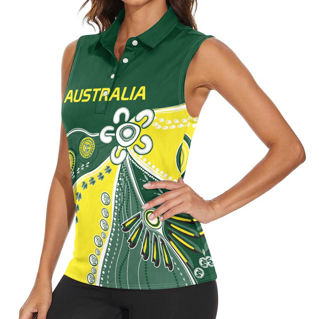 Custom Cricket Aussie Pride Women Sleeveless Polo Shirt Indigenous Inspired - Aussie Hoodie
