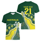 Custom Cricket Aussie Pride Women V-Neck T-Shirt Indigenous Inspired - Aussie Hoodie