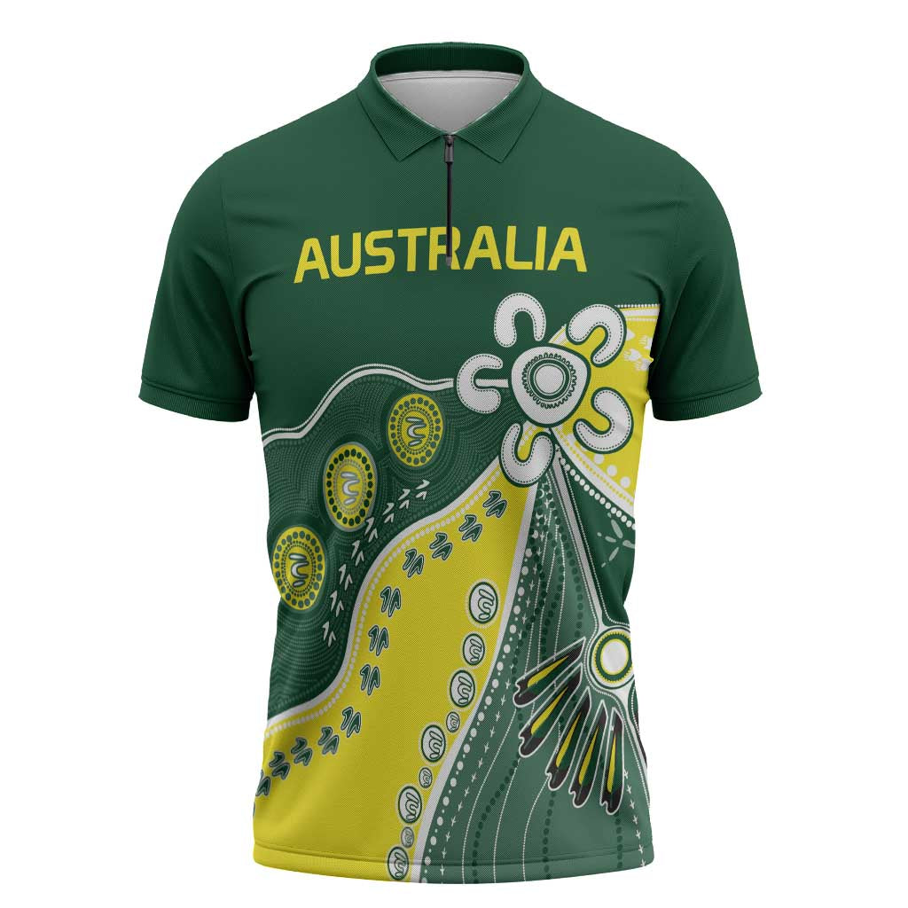 Custom Cricket Aussie Pride Zipper Polo Shirt Indigenous Inspired - Aussie Hoodie