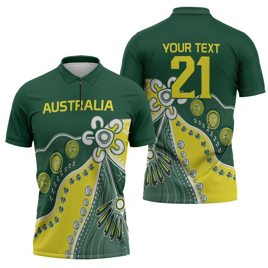 Custom Cricket Aussie Pride Zipper Polo Shirt Indigenous Inspired - Aussie Hoodie