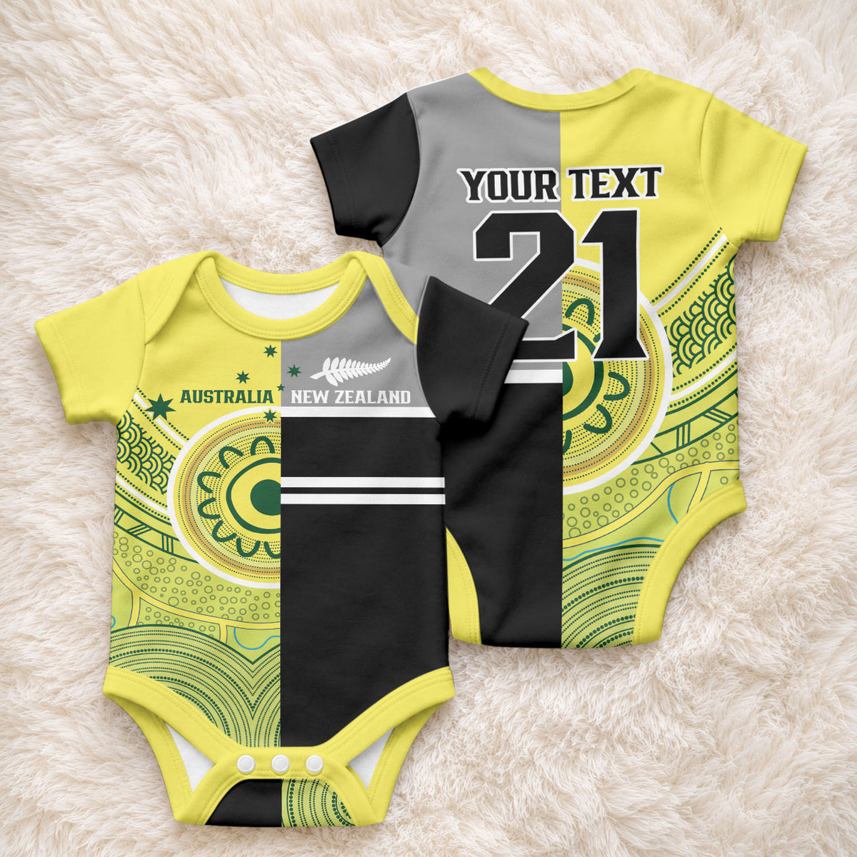 Custom Cricket AUNZ Spirit Baby Onesie Aussie New Zealand Retro Edition