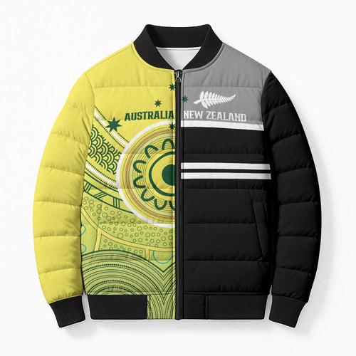 Custom Cricket AUNZ Spirit Bomber Puffer Jacket Aussie New Zealand Retro Edition - Aussie Hoodie