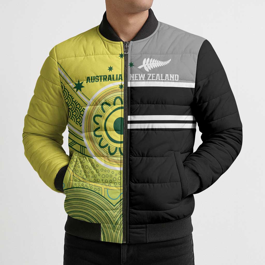 Custom Cricket AUNZ Spirit Bomber Puffer Jacket Aussie New Zealand Retro Edition - Aussie Hoodie