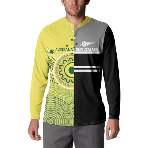 Custom Cricket AUNZ Spirit Button Sweatshirt Aussie New Zealand Retro Edition - Aussie Hoodie