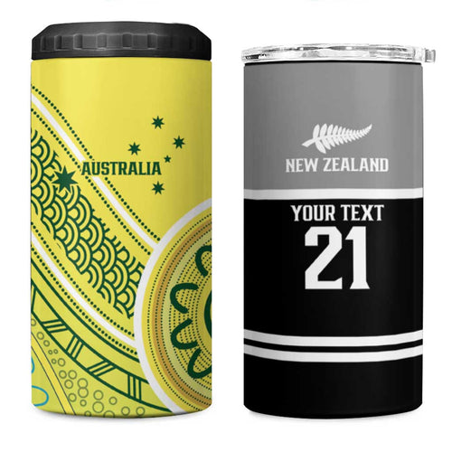 Custom Cricket AUNZ Spirit 4 in 1 Can Cooler Tumbler Aussie New Zealand Retro Edition - Aussie Hoodie