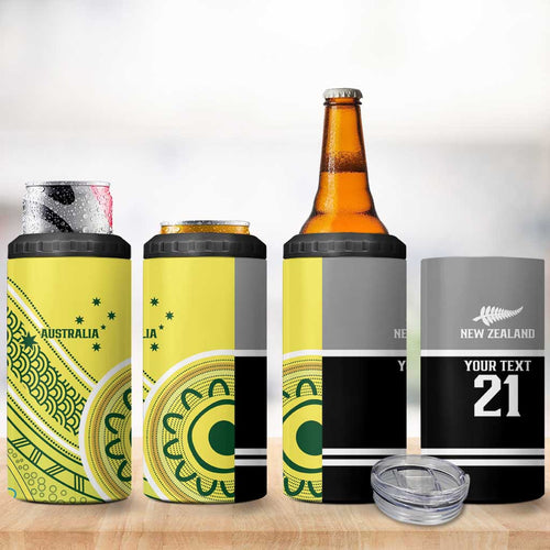 Custom Cricket AUNZ Spirit 4 in 1 Can Cooler Tumbler Aussie New Zealand Retro Edition - Aussie Hoodie