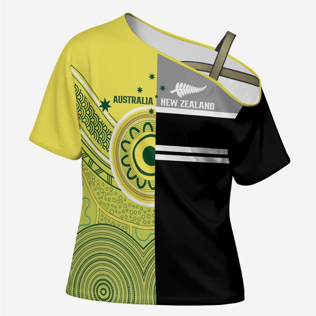 Custom Cricket AUNZ Spirit Cross Shoulder Shirt Aussie New Zealand Retro Edition - Aussie Hoodie