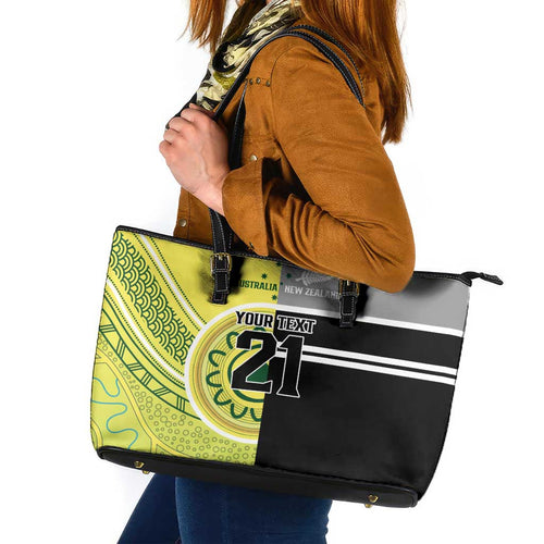 Custom Cricket AUNZ Spirit Leather Tote Bag Aussie New Zealand Retro Edition - Aussie Hoodie