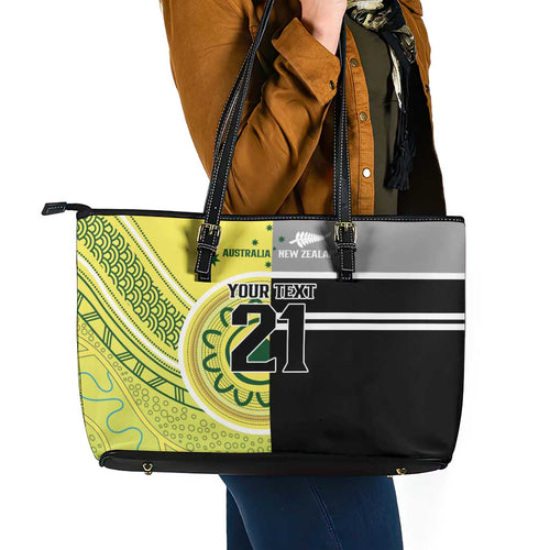 Custom Cricket AUNZ Spirit Leather Tote Bag Aussie New Zealand Retro Edition - Aussie Hoodie