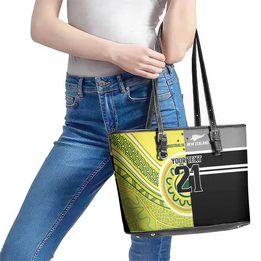 Custom Cricket AUNZ Spirit Leather Tote Bag Aussie New Zealand Retro Edition - Aussie Hoodie