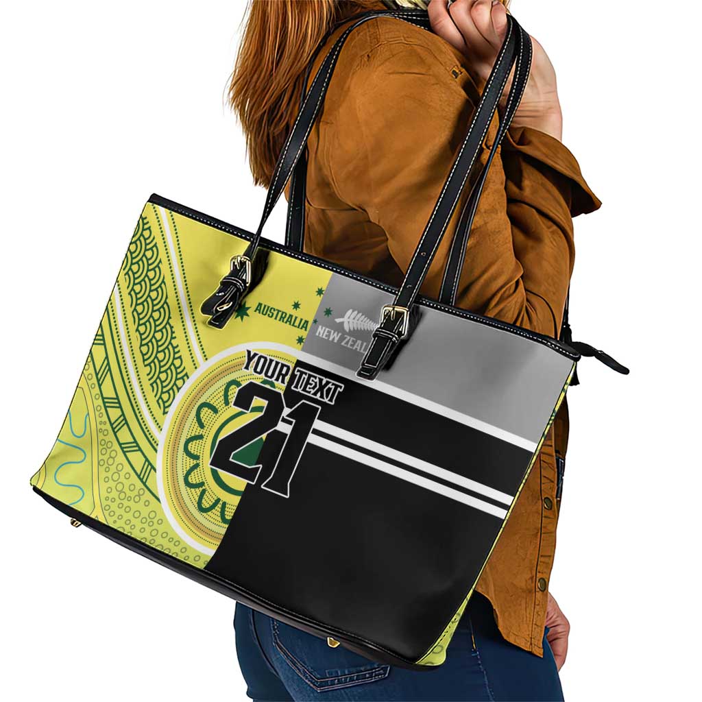 Custom Cricket AUNZ Spirit Leather Tote Bag Aussie New Zealand Retro Edition - Aussie Hoodie