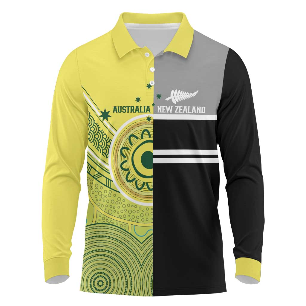 Custom Cricket AUNZ Spirit Long Sleeve Polo Shirt Aussie New Zealand Retro Edition - Aussie Hoodie