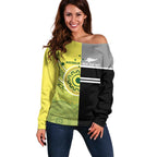 Custom Cricket AUNZ Spirit Off Shoulder Sweater Aussie New Zealand Retro Edition - Aussie Hoodie