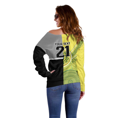 Custom Cricket AUNZ Spirit Off Shoulder Sweater Aussie New Zealand Retro Edition - Aussie Hoodie