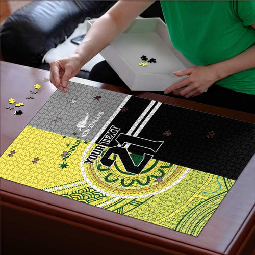 Custom Cricket AUNZ Spirit Puzzle Aussie New Zealand Retro Edition - Aussie Hoodie