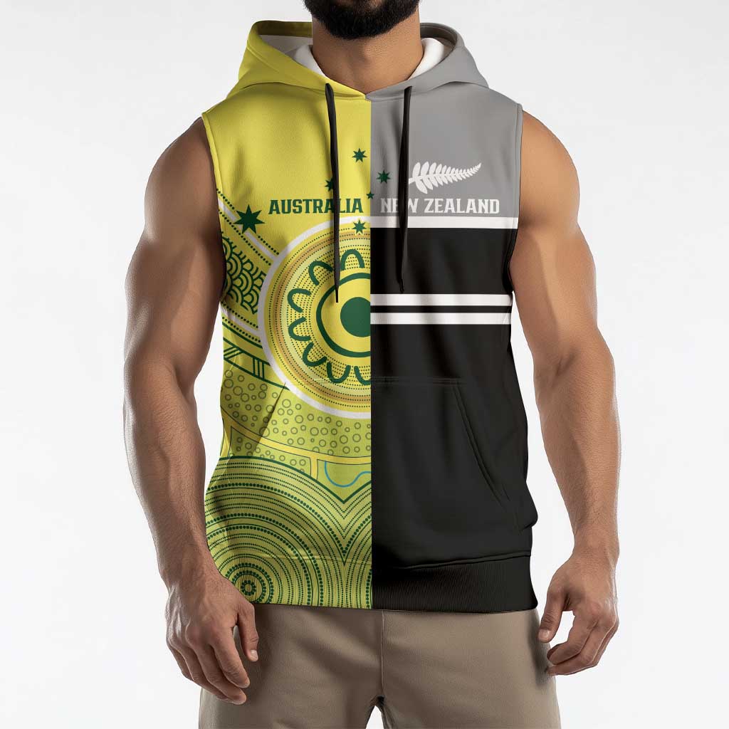 Custom Cricket AUNZ Spirit Sleeveless Hoodie Aussie New Zealand Retro Edition - Aussie Hoodie