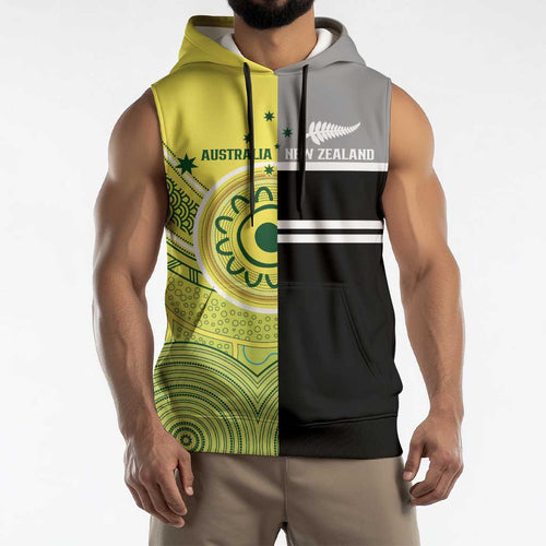 Custom Cricket AUNZ Spirit Sleeveless Hoodie Aussie New Zealand Retro Edition - Aussie Hoodie