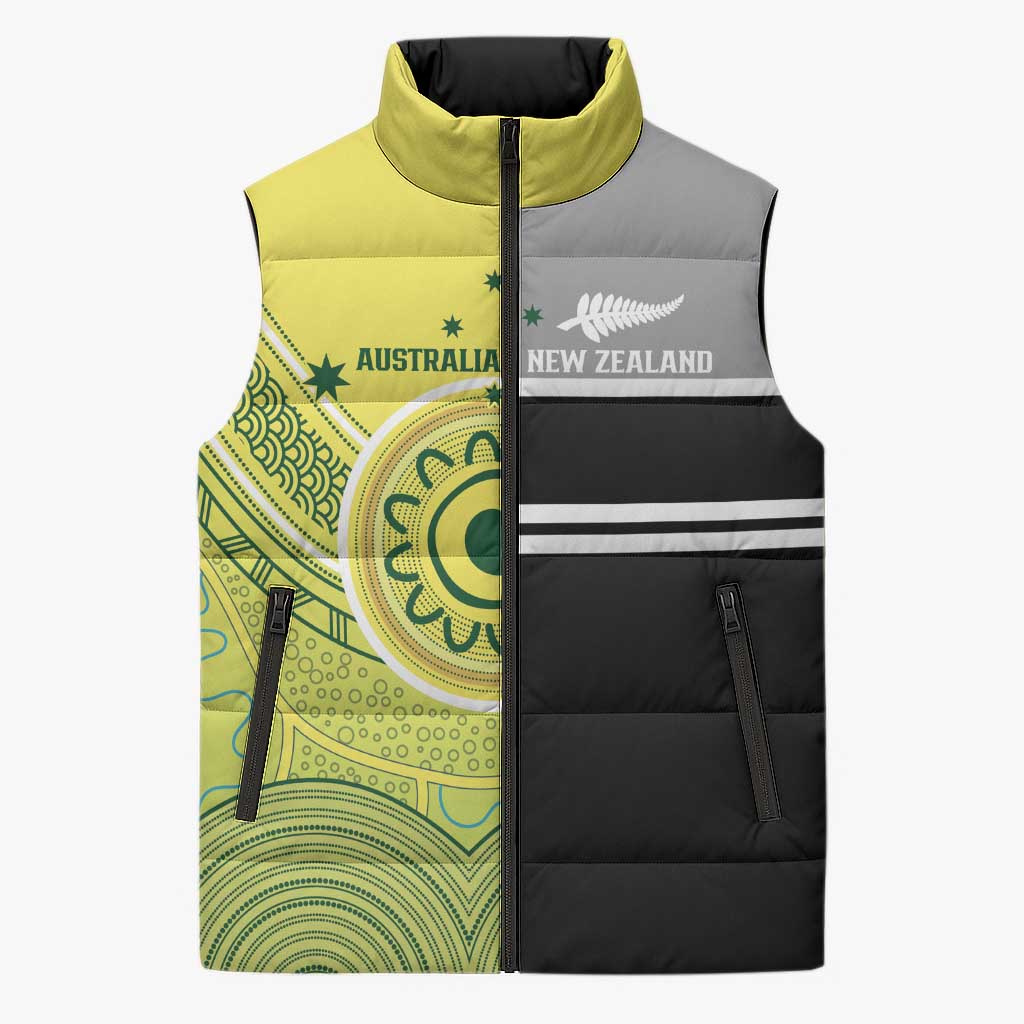 Custom Cricket AUNZ Spirit Sleeveless Puffer Jacket Aussie New Zealand Retro Edition - Aussie Hoodie
