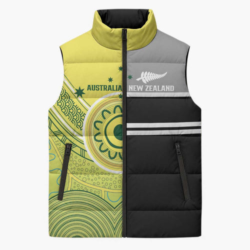 Custom Cricket AUNZ Spirit Sleeveless Puffer Jacket Aussie New Zealand Retro Edition - Aussie Hoodie