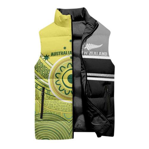Custom Cricket AUNZ Spirit Sleeveless Puffer Jacket Aussie New Zealand Retro Edition - Aussie Hoodie