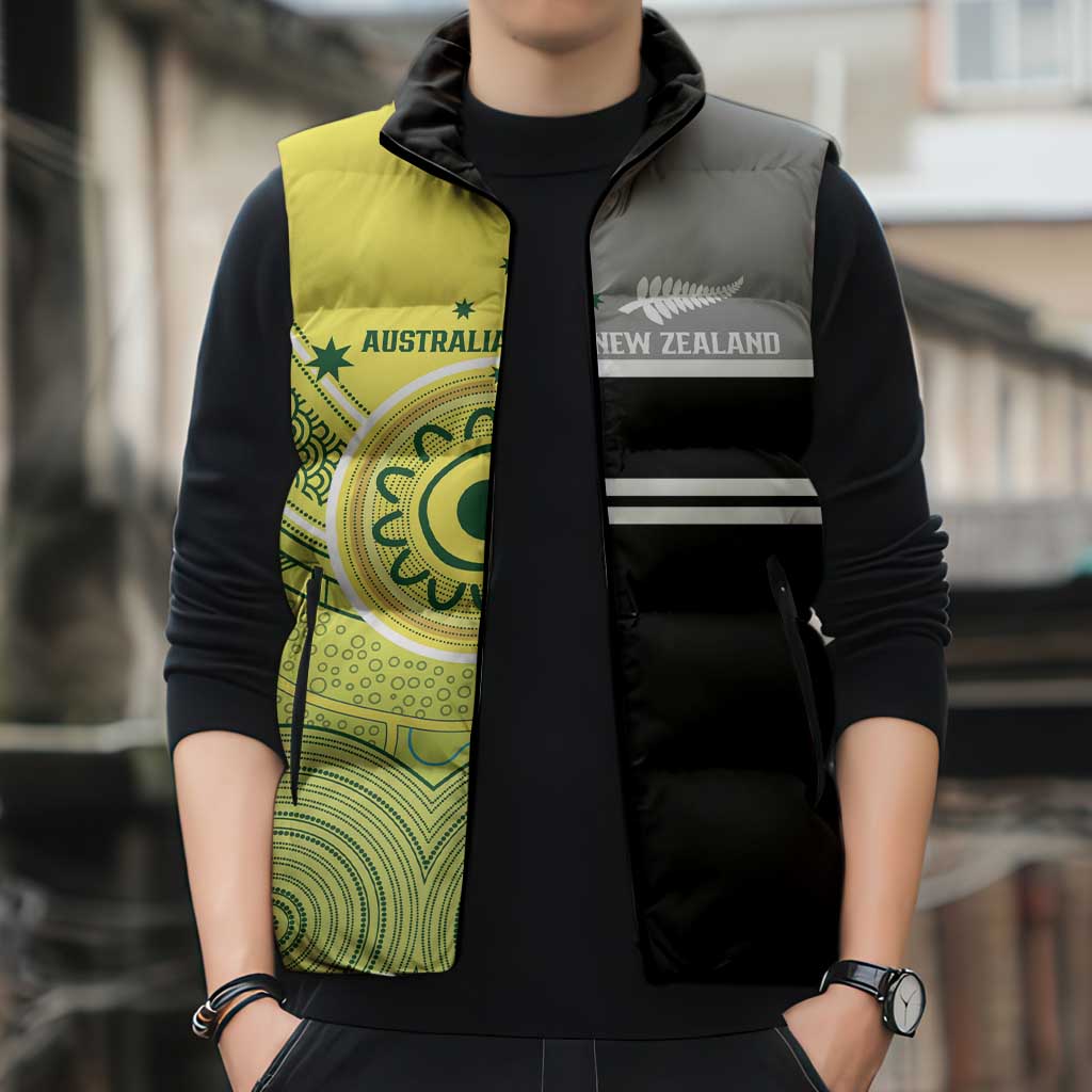 Custom Cricket AUNZ Spirit Sleeveless Puffer Jacket Aussie New Zealand Retro Edition - Aussie Hoodie