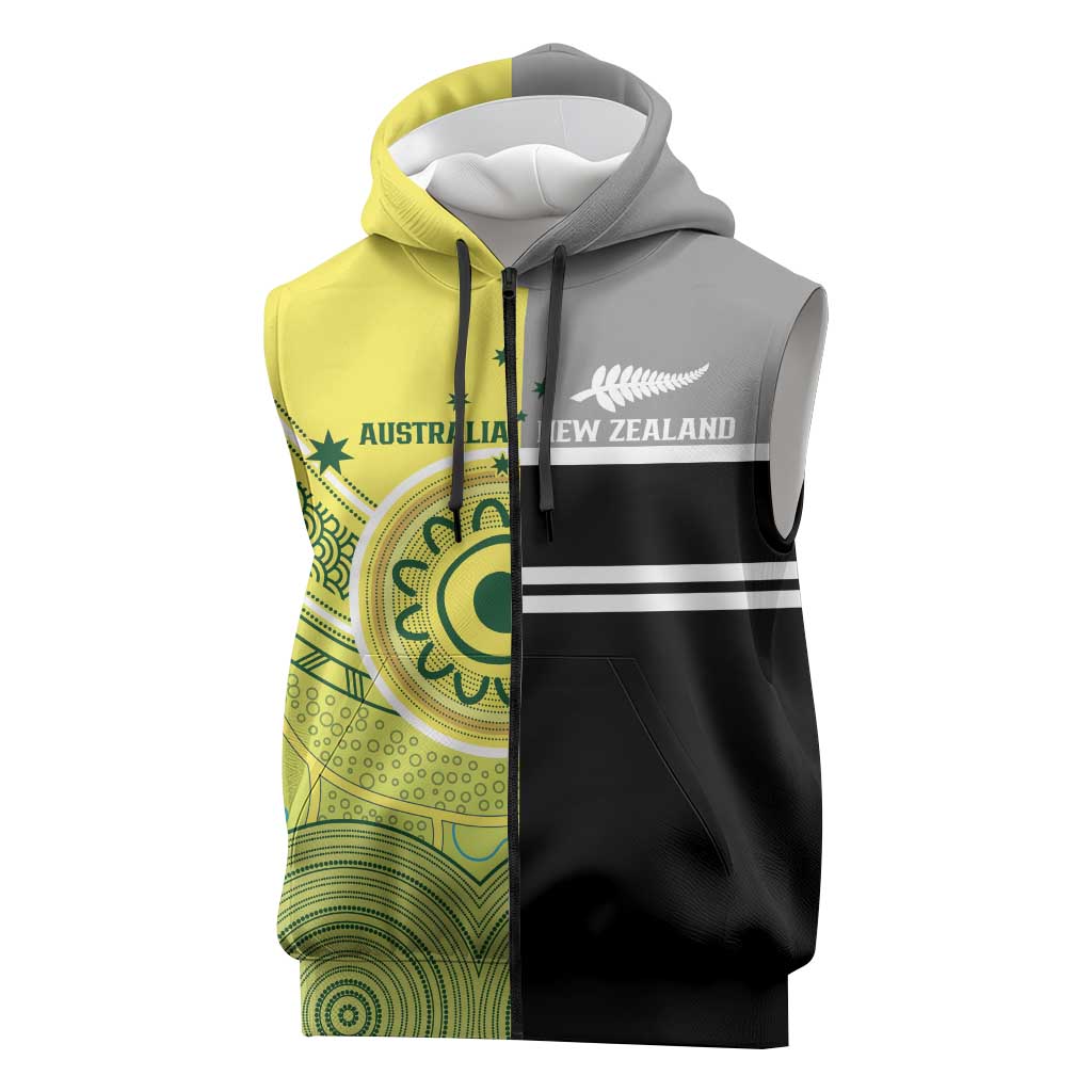Custom Cricket AUNZ Spirit Sleeveless Zip Hoodie Aussie New Zealand Retro Edition LT9