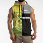 Custom Cricket AUNZ Spirit Sleeveless Zip Hoodie Aussie New Zealand Retro Edition LT9
